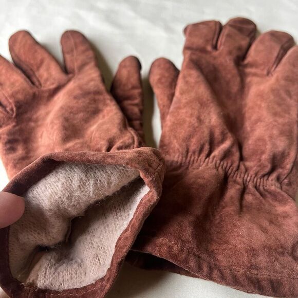 Vintage Isotoner Gloves Brown Suede Leather Women's Medium - Picture 3 of 8
